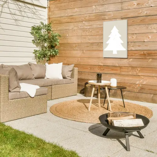 Japandi - Kerstboom - Beige - Kerstversiering Tuinposter op houten frame 2 cm dik klein -sfeer2
