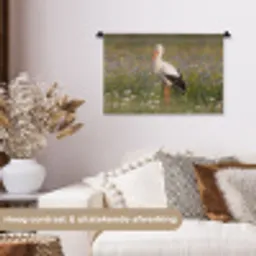 Ooienvaar - Bloemen - Weide - Kleurrijk Wandkleed katoen klein -sfeer1