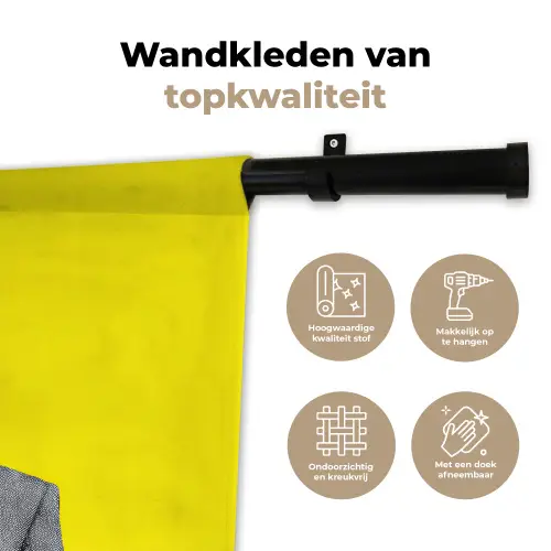 Pak - Hand - Geel Wandkleed katoen klein -sfeer2
