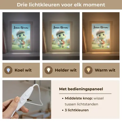 Golf - Dino - Groen Light Box met kabel (Kinderlampje) klein -USP_lichtkleurNL