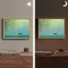 Bootje - Water - Bladeren - Bloesems Light Box met batterij (Wandlamp) middel -sfeer3
