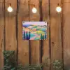 Landschap - Paars - Pastel - Huizen tuinposter los doek klein -sfeer1