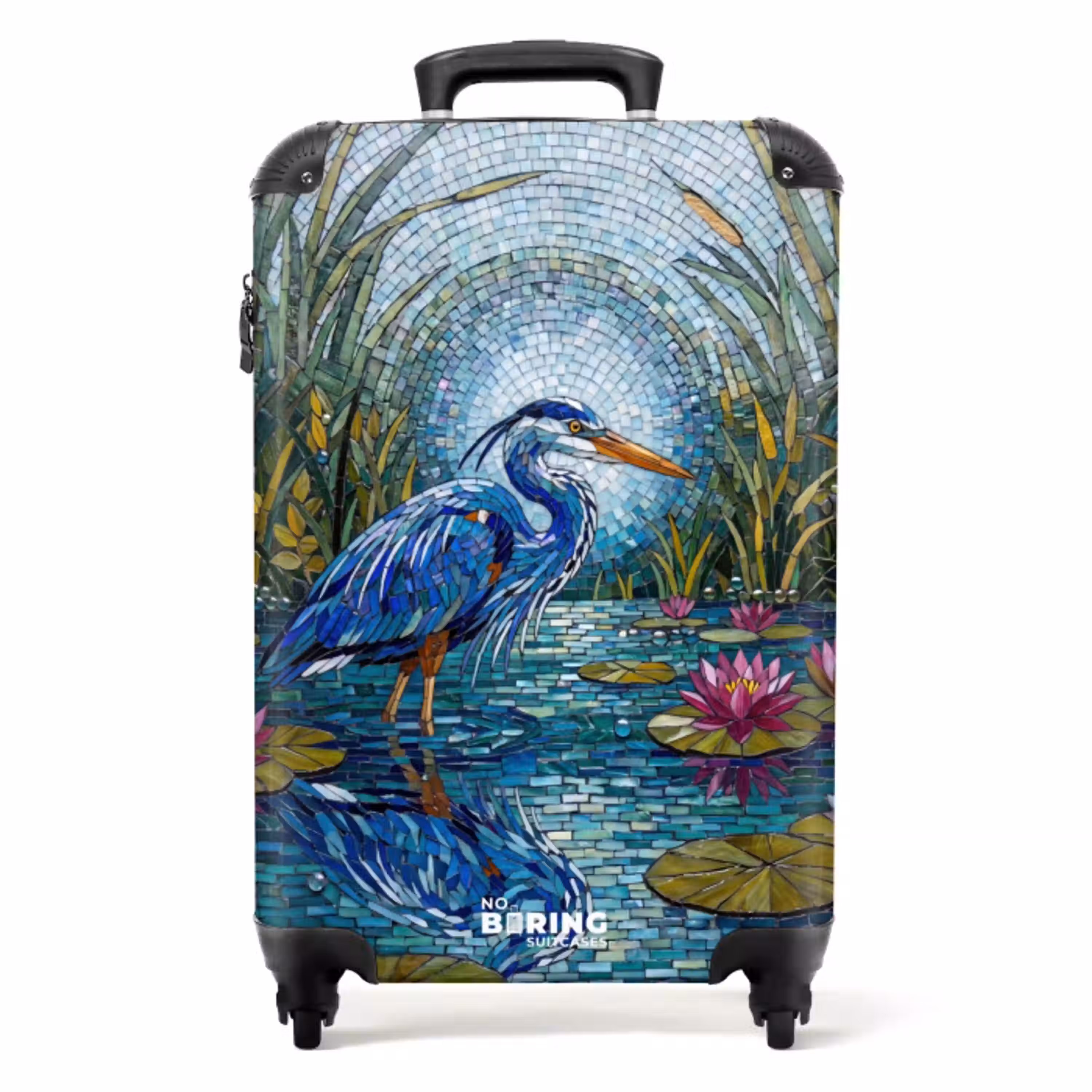 Vogel - Water - Natuur - Abstract - Blauw NBS - Handbagage koffer - Volwassenen Unisex middel -productfoto_recht