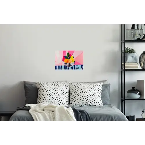Fruit - Abstracte achtergrond - Roze Muursticker klein -slaapkamer