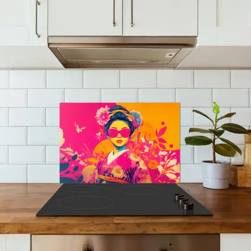 Vrouw - Zonnebril - Abstract - Oranje keuken achterwand spatscherm klein -sfeer2