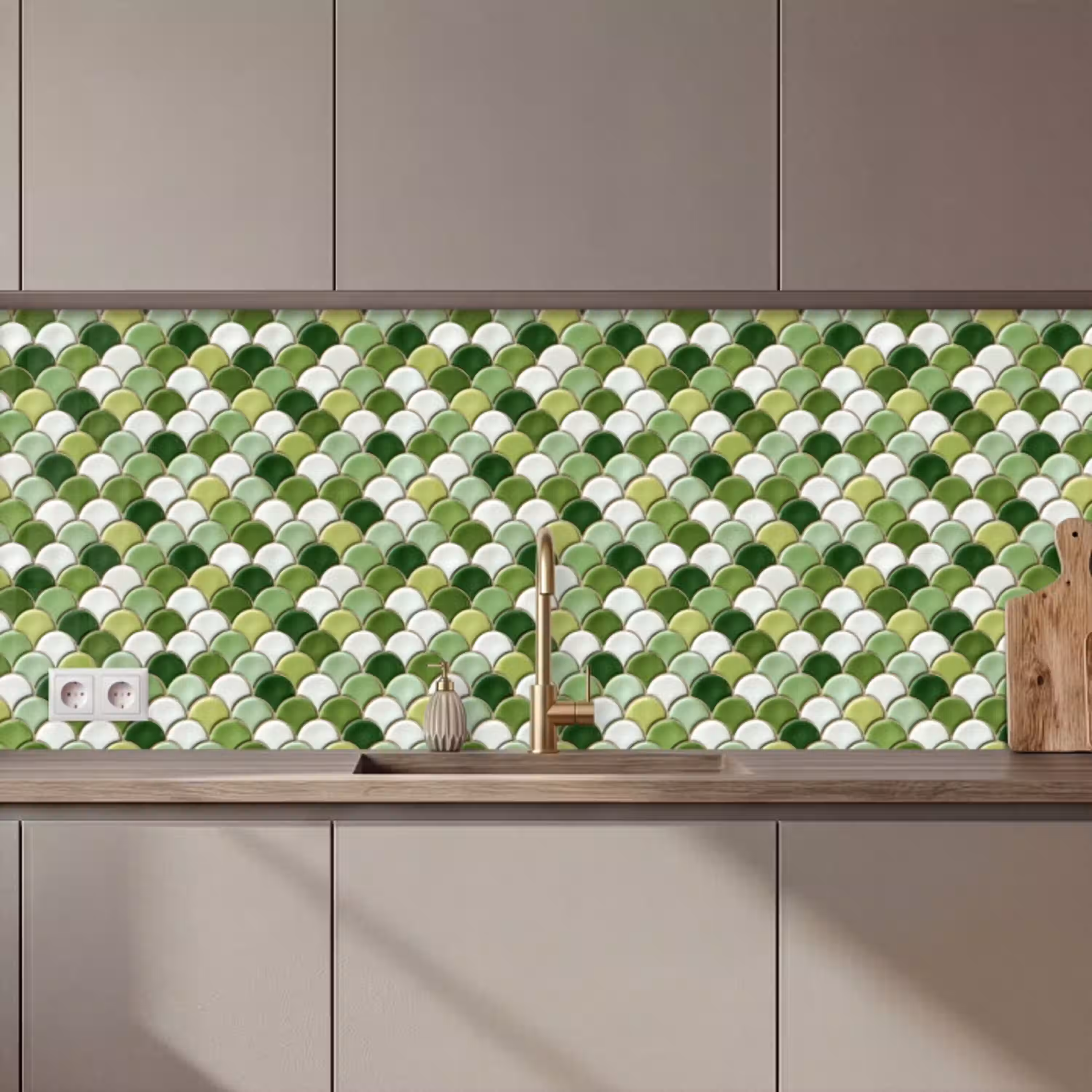 Keramiek -  Structuur - Groen - Wit keuken achterwand 2 middel 871 zz_3dshopping
