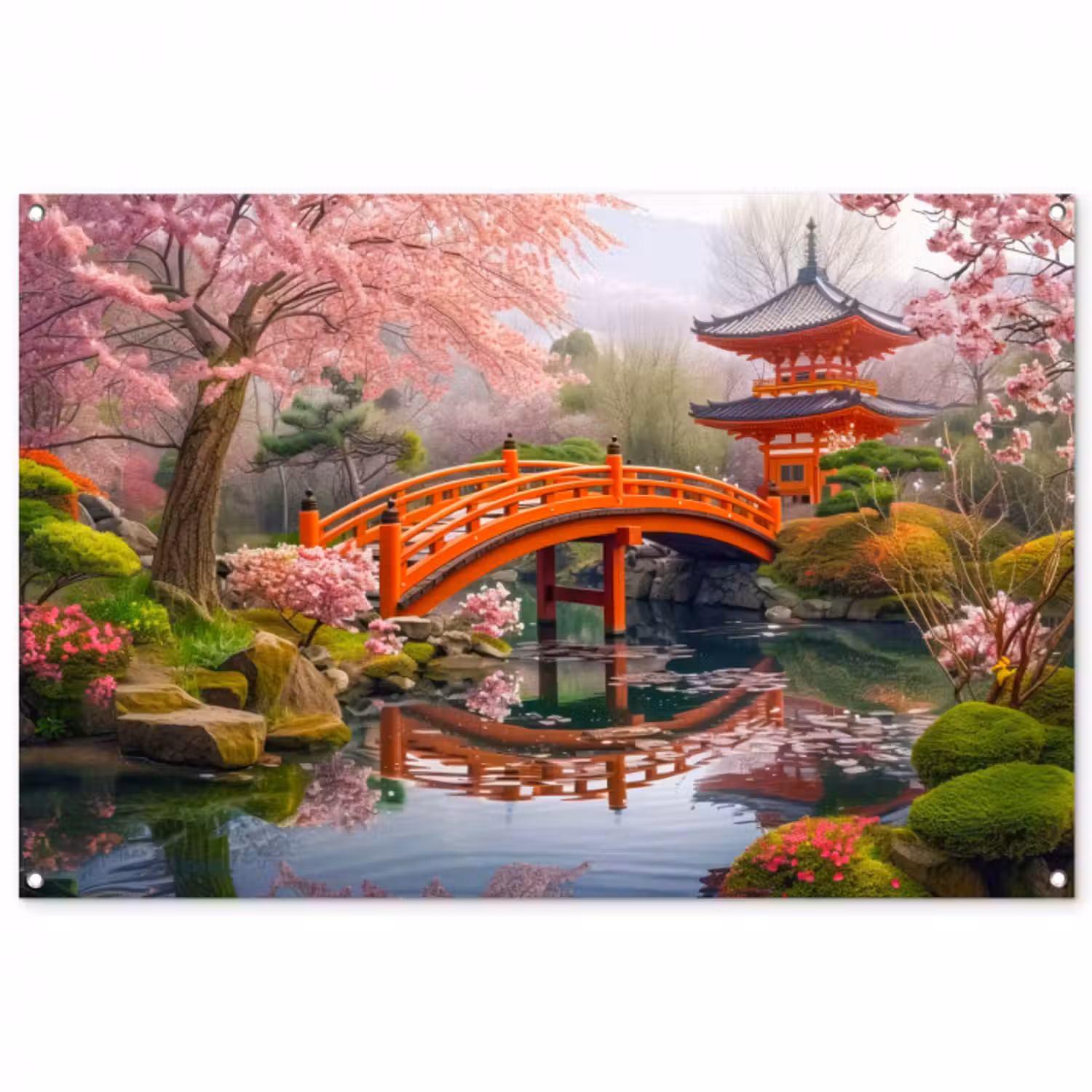 Tuinposter - Lentebloei in Japanse Tuin