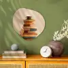 Boeken - Toren - Koffie - Beige Wandcirkel Organisch Forex 3mm klein -sfeer2