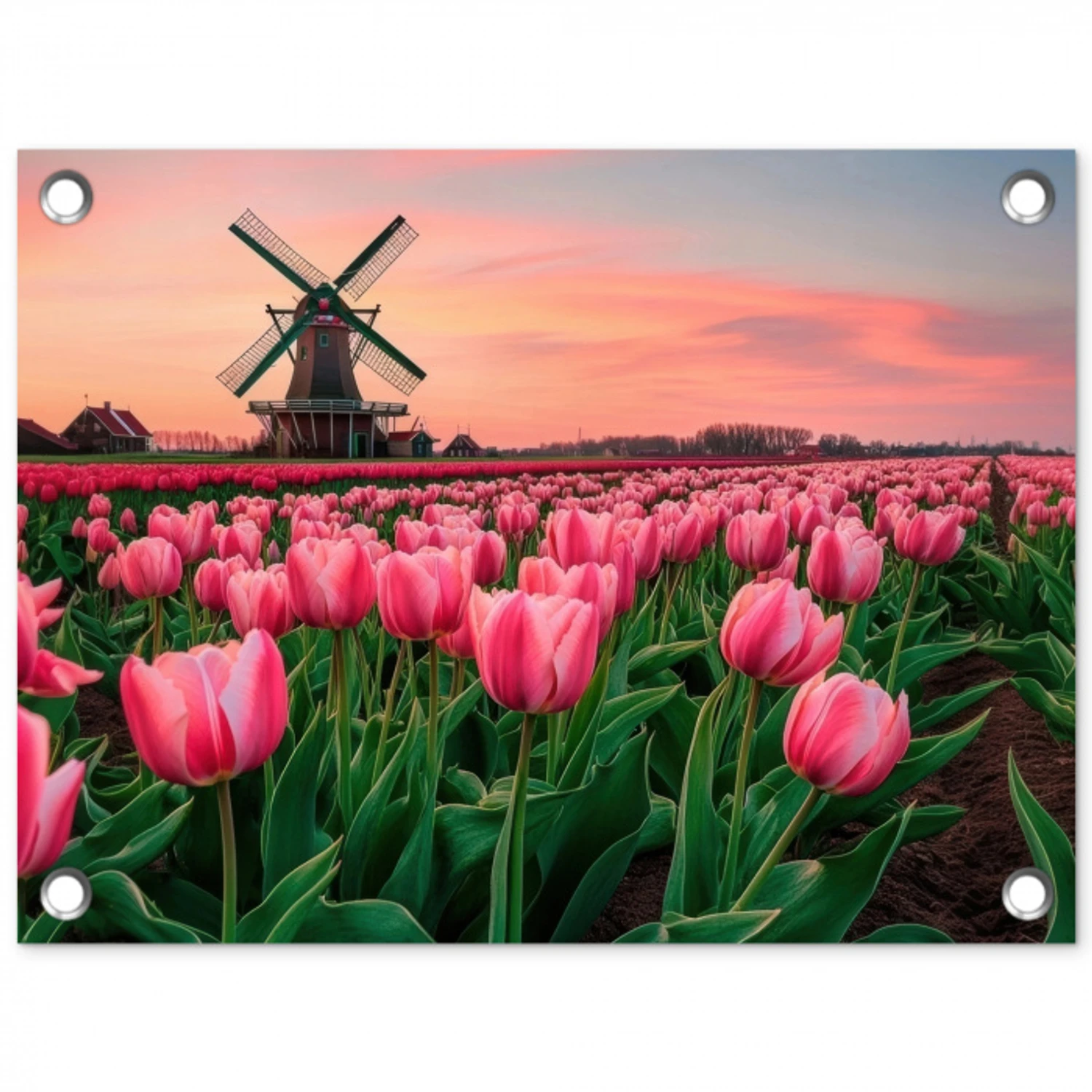 Tulpen - Molen - Nederland tuinposter los doek klein -3d