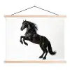 Zwart - Paard - Portret textielposter latten blank klein -3d