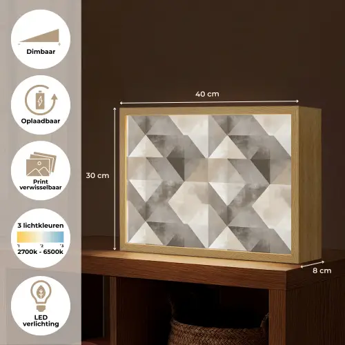 Geometrisch - Motief - Aardetinten Light Box met batterij (Wandlamp) middel 907 -USP_websiteoverzichtNL