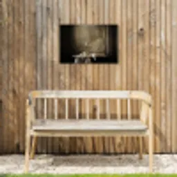 Strik - Beige - Witte - Wijn Tuinposter op houten frame 2 cm dik klein -sfeer4