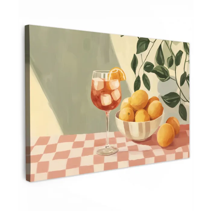 Citroenen - Glas - Tafelkleed - Geblokt canvas 2cm klein -z3d
