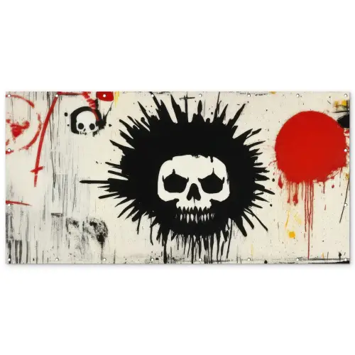 Graffiti - Schedel - Abstract - Rood Balkonbeschermer Duitsland klein -zz_3d