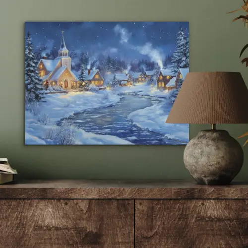Winteravond - Kerstdorp - Donker PET vilt klein -sfeer2