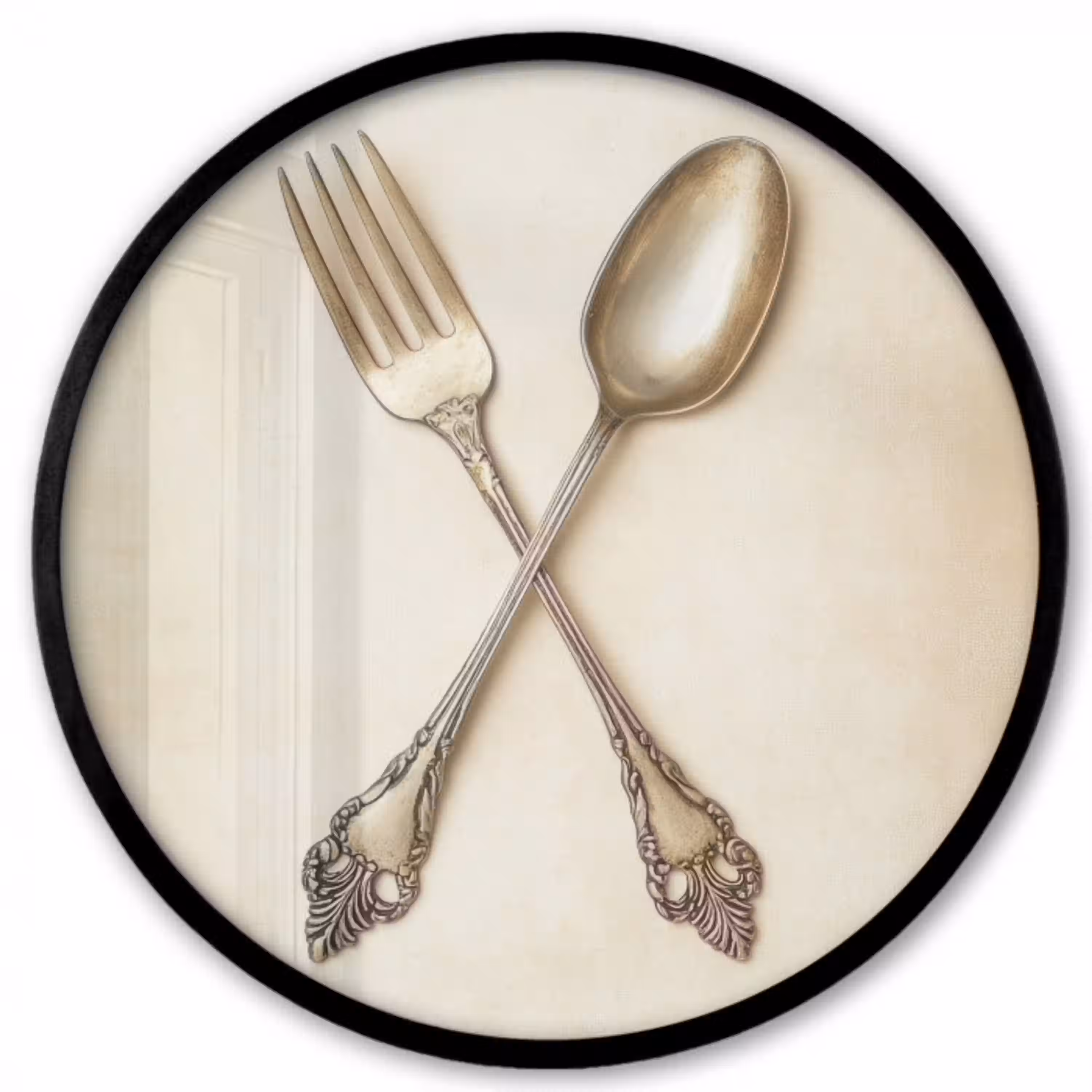 Beige - Vintage - Bestek Fotolijst rond zonder passe partout klein -3d