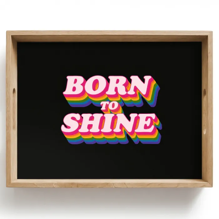 Quote - Regenboog - Roze - Zwart Dienblad Rechthoek middel -z3d_shopping