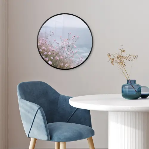 Klif - Bloemen - Zee - Roze Fotolijst rond zonder passe partout klein -sfeer2