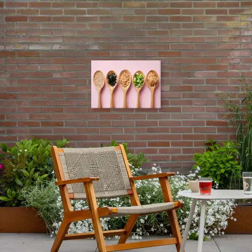 Ingrediënten - Lepels - Hout - Roze Tuinposter op houten frame 2 cm dik klein -sfeer3
