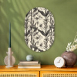 Klassiek - Botanisch - Zwart - Beige Wandcirkel Ovaal Forex klein 630 -sfeer2
