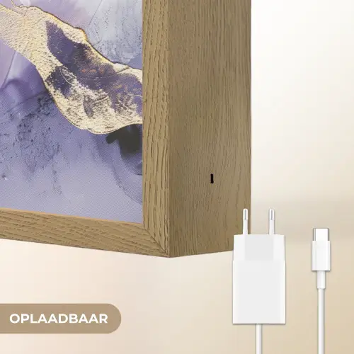 Paars - Modern - Marmer - Abstract Light Box met batterij (Wandlamp) middel -USP_websiteoplaadbaarNL