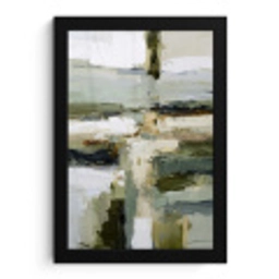Penseelstreken - Groen - Abstract - Japandi fotolijst zwart zonder passe partout klein -3d