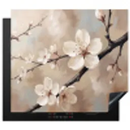 Bloesem - Takken - Schilderij - Beige - Serene Inductie beschermer vinyl 3mm middel -3d