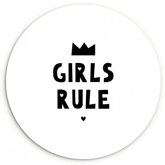 Quotes - Kinderen - Meisjes - Girls Rule - Spreuken Wandcirkel kunststof plaat 5mm dik klein -3d