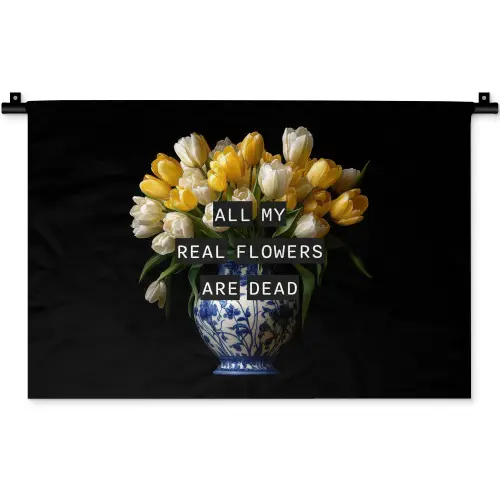 Quotes - Bloem - Tulp - Geel Wandkleed katoen klein -zz3d