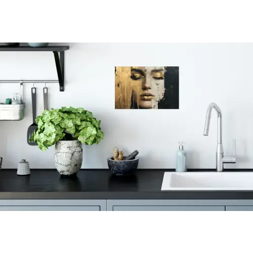 Abstract - Goud - Gezicht - Lippen Muursticker klein -keuken