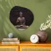 Boeddha - Buddha beeld - Bruin - Spiritueel - Meditatie Wandcirkel Organisch Forex 3mm klein -sfeer2