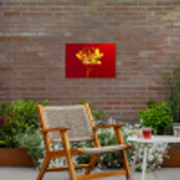 Bloem - Goud - Glazen Tuinposter op houten frame 2 cm dik klein -sfeer3