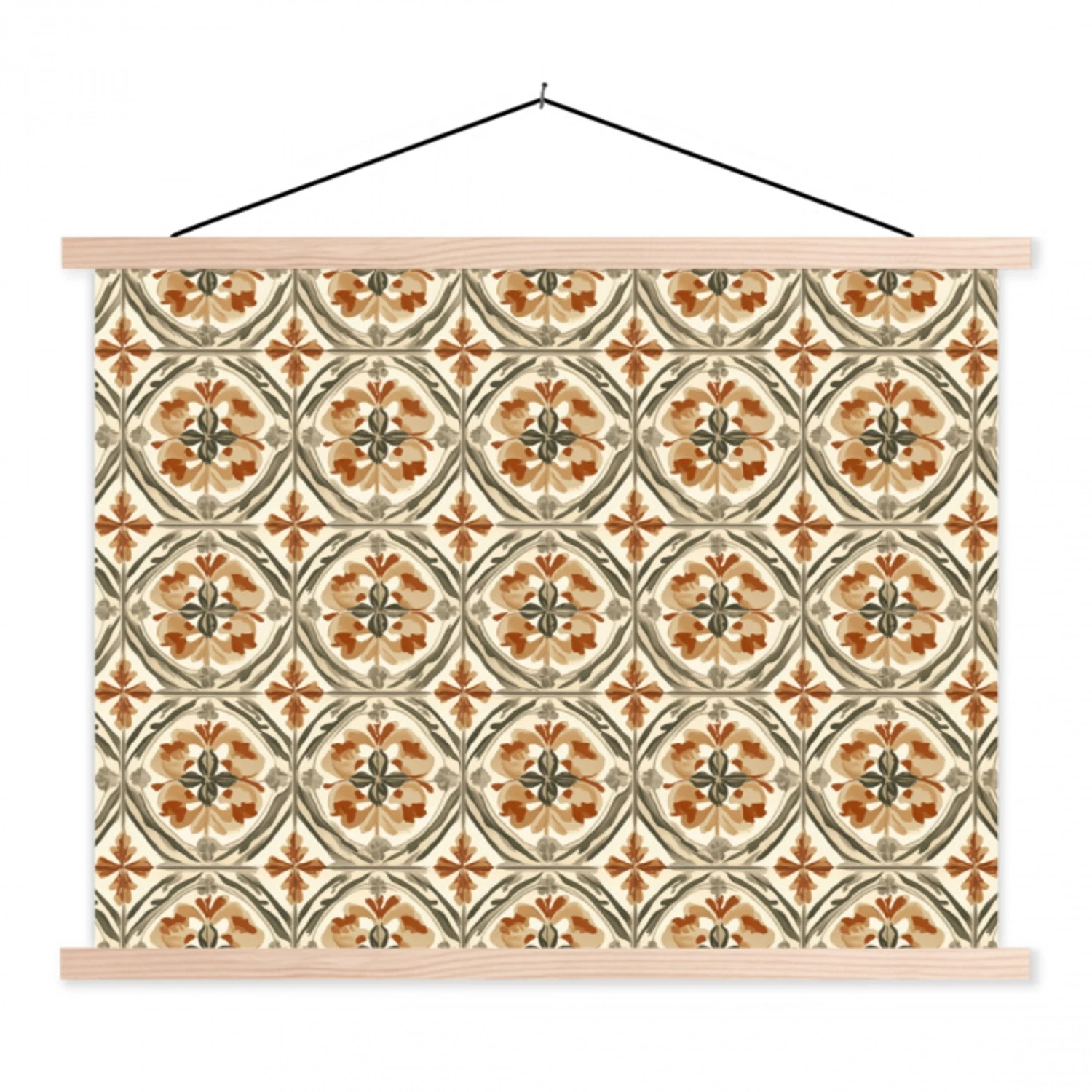 Elegant - Antiek - Kleurrijk textielposter latten blank klein 122 -3d