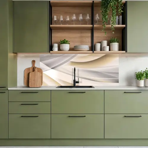 Golven - Abstract - Beige keuken achterwand 2 middel -sfeer3