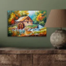 Landschap - Schilderij - Huis - Kunst - Herfst aluminium wit klein -sfeer2