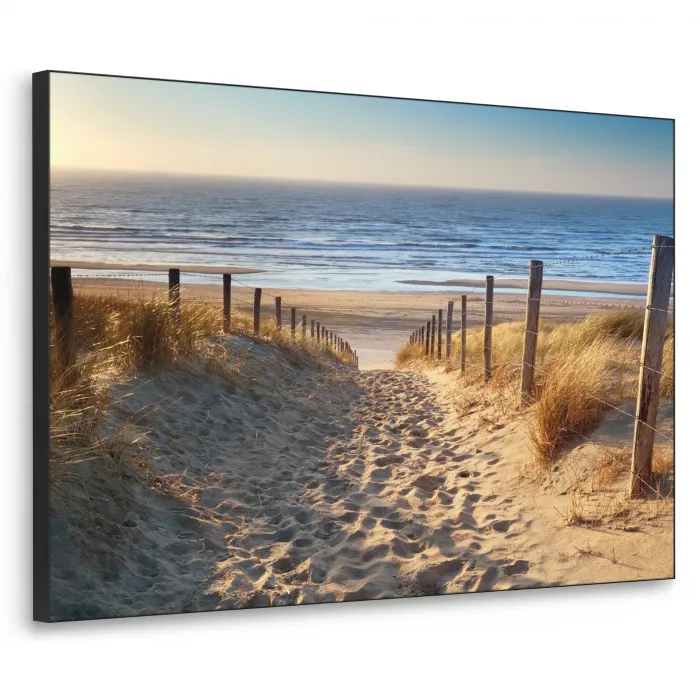Strand - Zee - Nederland - Duinen - Zon Textielframe zwart klein -3d