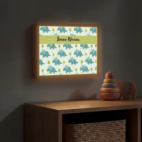 Triceratop - Dino - Stippen - Boompjes Light Box met batterij (Wandlamp kind) middel -sfeer5_kind