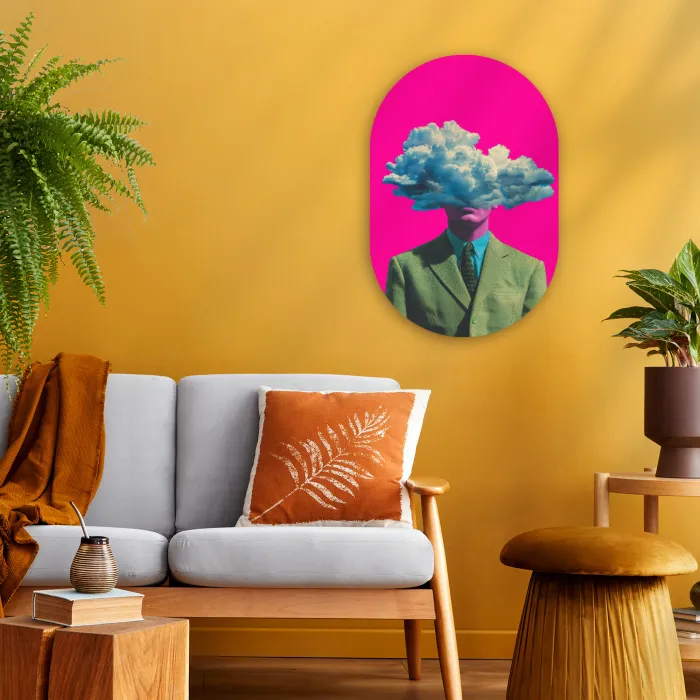 Man - Pak - Wolk - Roze Wandcirkel Ovaal Forex klein -sfeer4