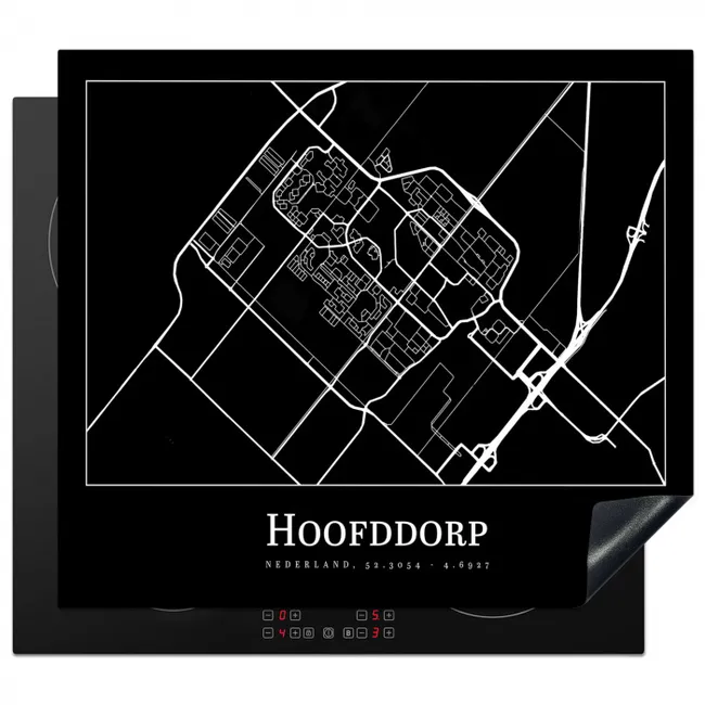 Plattegrond - Hoofddorp - Kaart - Stadskaart Inductie beschermer vinyl 3mm middel -3d