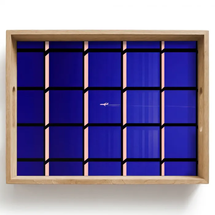 Vliegtuig - Ruiten - Blauw - Rechthoekig Dienblad Rechthoek middel -z3d_shopping