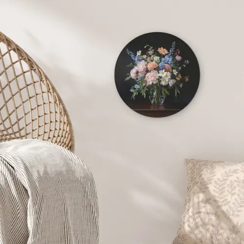 Pastel - Bloemen - Glazen - Vaas Akoestische PET Vilt - Rond klein -sfeer4