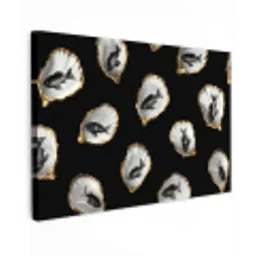 Oesters - Zwart - Vissen - Goud Tuinposter op houten frame 2 cm dik klein -3d