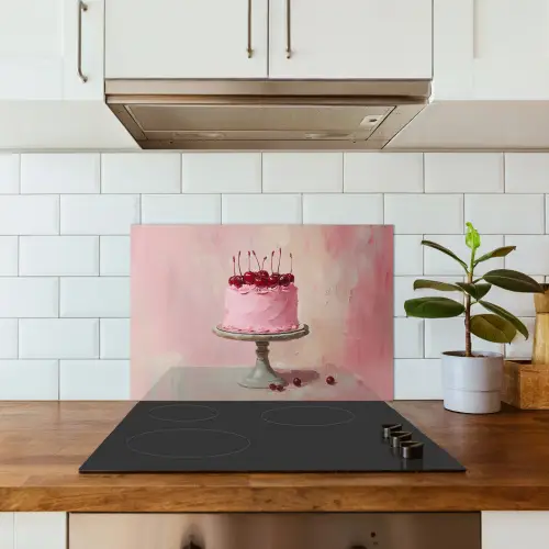 Taart - Pink - Cherry keuken achterwand spatscherm klein -sfeer2
