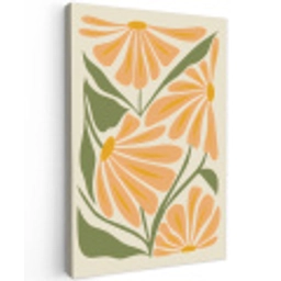 Blaadjes - Zachtoranje - Bloemen Tuinposter op houten frame 2 cm dik klein -3d