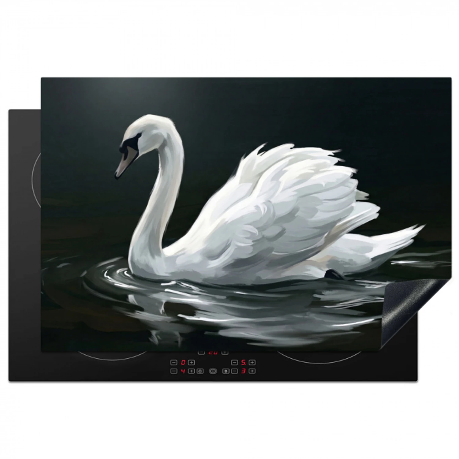 Zwaan - Water - Natuur - Realistisch - Wit Inductie beschermer vinyl 3mm klein -3d