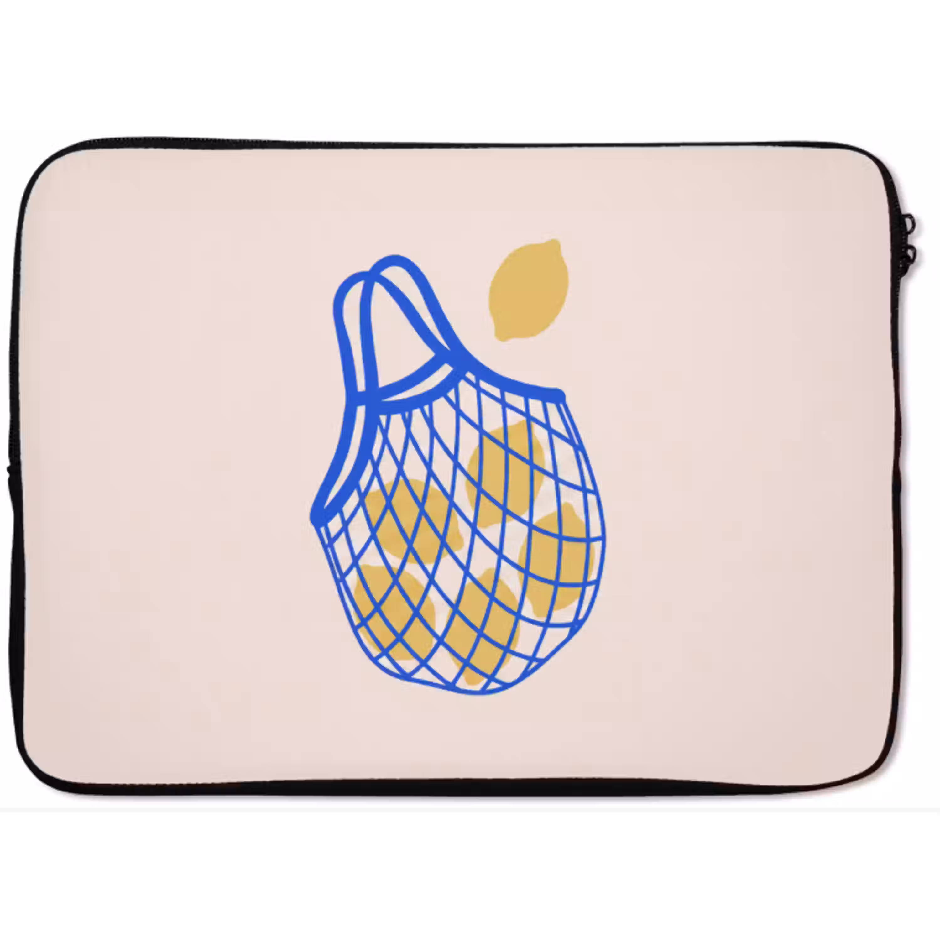Eten - Citroen - Boodschappen - Abstract - Geel - Blauw laptophoes neopreen klein -zkaufland3dotto