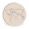 Wereldkaart - Simpel - Vliegtuig Wandcirkel aluminium klein -3d