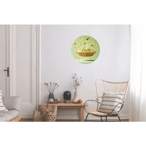 Pistache - Taart - Noten - Eten Wandcirkel aluminium klein -woonkamer