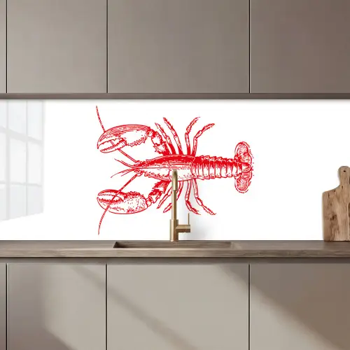 Kreeft - Rood - Wit keuken achterwand 2 middel zz_3dshopping