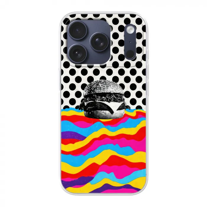 Hamburger - Stippen - Golven - Kleuren Telefoonhoesje iPhone 17 Pro klein -3d